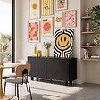 OVIALA - Buffet scandinave 4 portes L160 cm bois noir - Dario - vignette