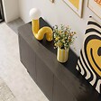 OVIALA - Buffet scandinave 4 portes L160 cm bois noir - Dario - vignette