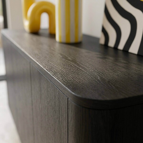 OVIALA - Buffet scandinave 4 portes L160 cm bois noir - Dario - large