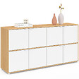 ID MARKET - Buffet casier 130 cm CASSIE 8 portes blanc et bois - vignette