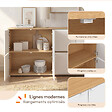 ID MARKET - Buffet casier 130 cm CASSIE 8 portes blanc et bois - vignette