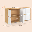 ID MARKET - Buffet casier 130 cm CASSIE 8 portes blanc et bois - vignette