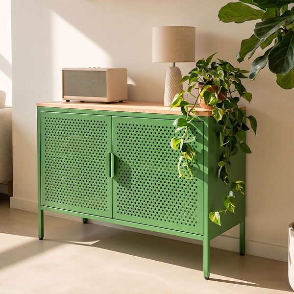 OVIALA - Buffet moderne 2 portes L100 cm en métal vert - Punchy - large