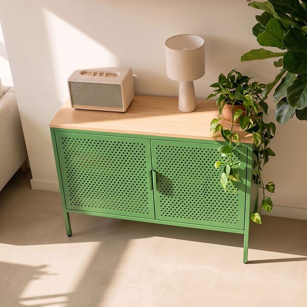 OVIALA - Buffet moderne 2 portes L100 cm en métal vert - Punchy - large