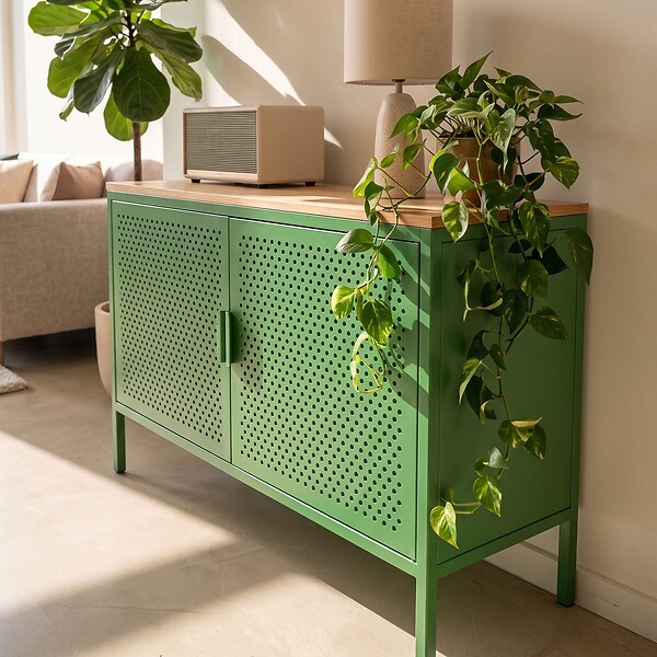 OVIALA - Buffet moderne 2 portes L100 cm en métal vert - Punchy - large