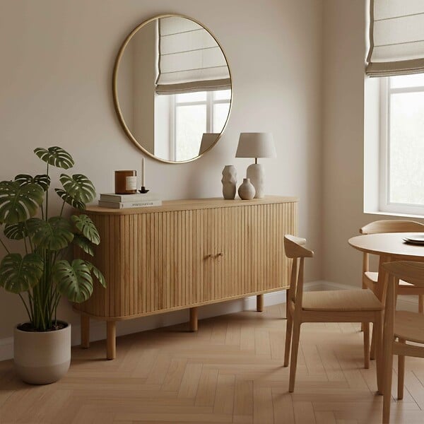 OVIALA - Buffet 2 portes scandinave rectangulaire L140 cm bois clair - Taylor - large