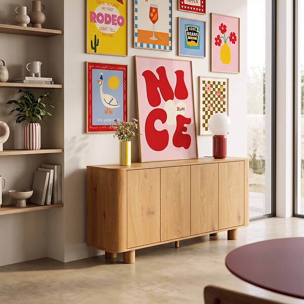 OVIALA - Buffet scandinave 4 portes L160 cm bois clair - Dario - large