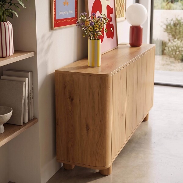 OVIALA - Buffet scandinave 4 portes L160 cm bois clair - Dario - large