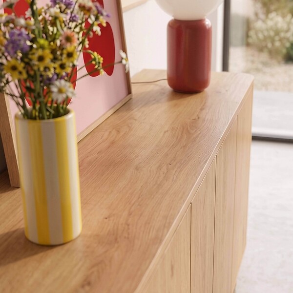 OVIALA - Buffet scandinave 4 portes L160 cm bois clair - Dario - large
