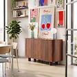 OVIALA - Buffet 3 portes moderne rectangulaire L120 cm bois foncé - Dario - vignette