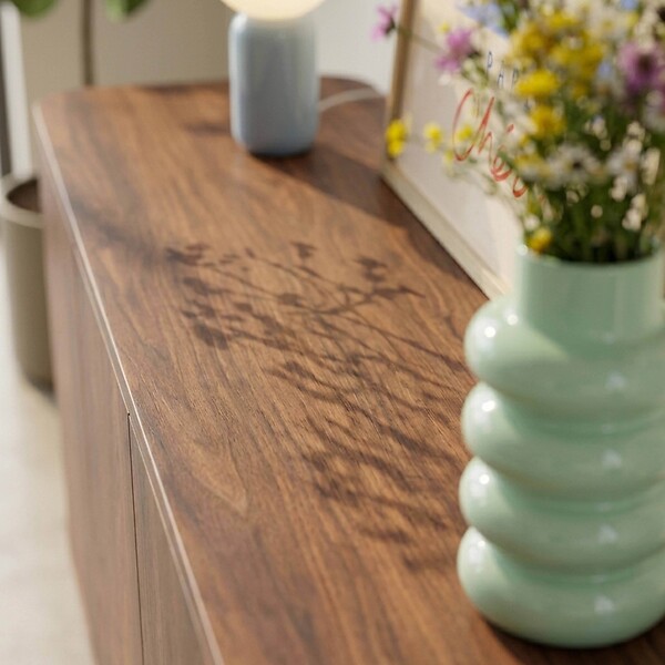 OVIALA - Buffet 3 portes moderne rectangulaire L120 cm bois foncé - Dario - large