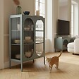 OVIALA - Buffet moderne 2 portes 80 cm en métal et verre vert sauge - Dreamy - vignette
