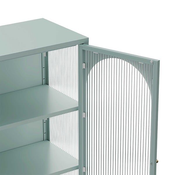 OVIALA - Buffet moderne 2 portes 80 cm en métal et verre vert sauge - Dreamy - large