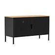 OVIALA - Buffet moderne 2 portes L100 cm en métal noir - Punchy - vignette