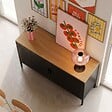 OVIALA - Buffet moderne 2 portes L100 cm en métal noir - Punchy - vignette