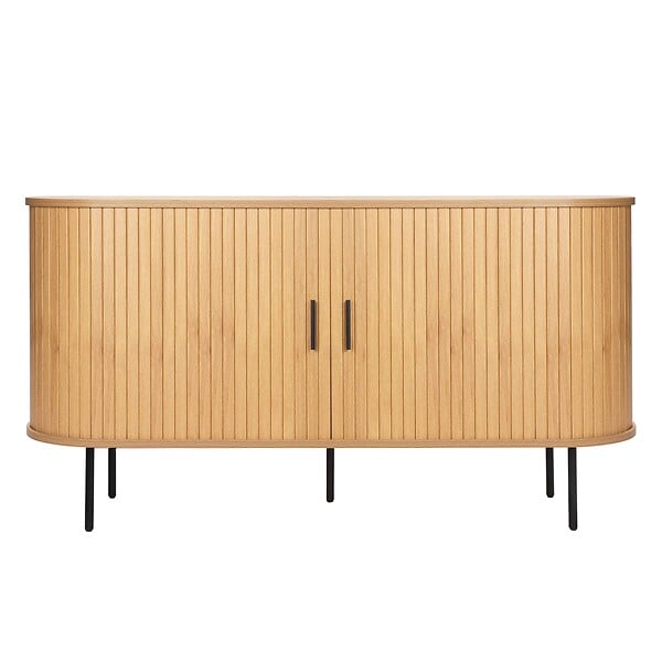 OVIALA - Buffet 2 portes en mélaminé et acier 140 cm beige - Marius - large