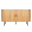 OVIALA - Buffet 2 portes en mélaminé et acier 140 cm beige - Marius - vignette