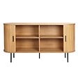 OVIALA - Buffet 2 portes en mélaminé et acier 140 cm beige - Marius - vignette