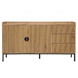 OVIALA - Buffet 2 portes et 3 tiroirs en acier et MDF décor mélaminé beige - Dakota - vignette