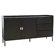 OVIALA - Buffet 2 portes et 3 tiroirs en acier et MDF décor mélaminé noir - Dakota - vignette