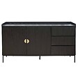 OVIALA - Buffet 2 portes et 3 tiroirs en acier et MDF décor mélaminé noir - Dakota - vignette