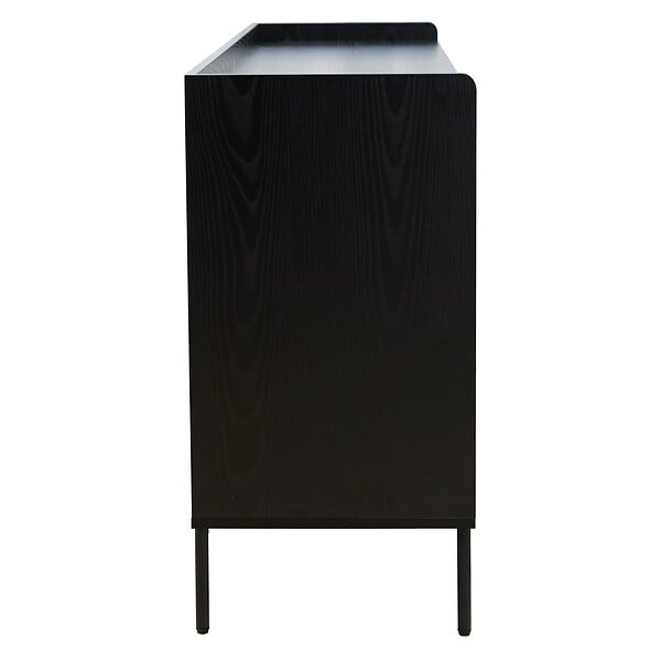 OVIALA - Buffet 2 portes et 3 tiroirs en acier et MDF décor mélaminé noir - Dakota - large