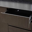 OVIALA - Buffet 2 portes et 3 tiroirs en acier et MDF décor mélaminé noir - Dakota - vignette