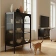 OVIALA - Buffet moderne 2 portes 80 cm en métal et verre noir - Dreamy - vignette