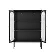 OVIALA - Buffet moderne 2 portes 80 cm en métal et verre noir - Dreamy - vignette