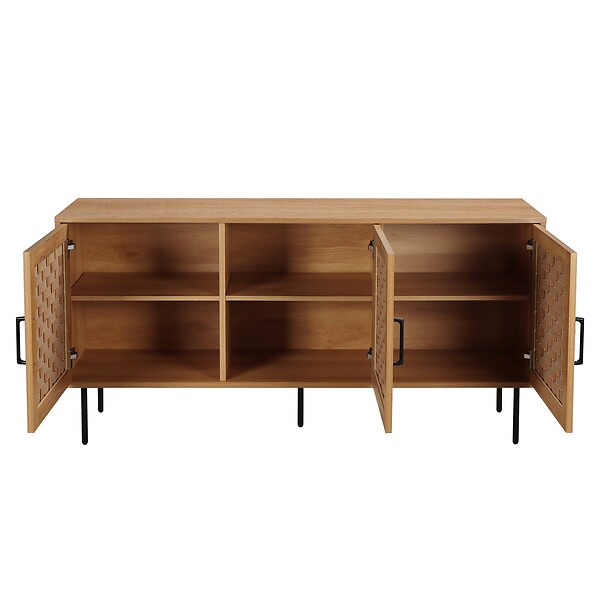 OVIALA - Buffet 3 portes scandinave rectangulaire L150 cm bois - Noah - large