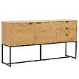 OVIALA - Buffet 2 portes et 3 tiroirs décor mélaminé 160 cm bois et noir - Judith - vignette