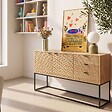 OVIALA - Buffet 2 portes et 3 tiroirs décor mélaminé 160 cm bois et noir - Judith - vignette