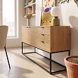 OVIALA - Buffet 2 portes et 3 tiroirs décor mélaminé 160 cm bois et noir - Judith - vignette