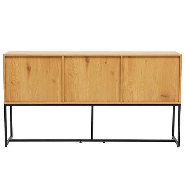 OVIALA - Buffet 2 portes et 3 tiroirs décor mélaminé 160 cm bois et noir - Judith - large