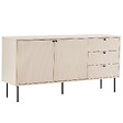 OVIALA - Buffet 2 portes et 3 tiroirs décor mélaminé 150 cm beige - Romeo - vignette