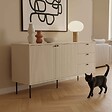 OVIALA - Buffet 2 portes et 3 tiroirs décor mélaminé 150 cm beige - Romeo - vignette