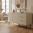OVIALA - Buffet 2 portes et 3 tiroirs décor mélaminé 150 cm beige - Romeo - vignette
