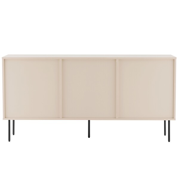 OVIALA - Buffet 2 portes et 3 tiroirs décor mélaminé 150 cm beige - Romeo - large