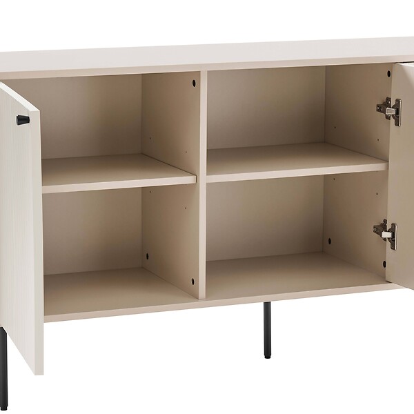OVIALA - Buffet 2 portes et 3 tiroirs décor mélaminé 150 cm beige - Romeo - large