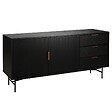 OVIALA - Buffet 2 portes et 3 tiroirs en mélaminé et acier 160 cm noir - Gabin - vignette