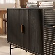OVIALA - Buffet 2 portes et 3 tiroirs en mélaminé et acier 160 cm noir - Gabin - vignette