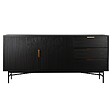 OVIALA - Buffet 2 portes et 3 tiroirs en mélaminé et acier 160 cm noir - Gabin - vignette