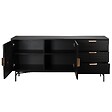 OVIALA - Buffet 2 portes et 3 tiroirs en mélaminé et acier 160 cm noir - Gabin - vignette