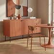 OVIALA - Buffet 2 portes et 3 tiroirs décor mélaminé 150 cm orange - Romeo - vignette