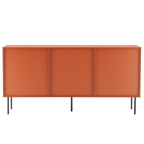 OVIALA - Buffet 2 portes et 3 tiroirs décor mélaminé 150 cm orange - Romeo - large
