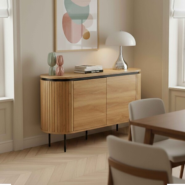 OVIALA - Buffet 2 portes moderne rectangulaire L120 cm bois clair - Hemera - large