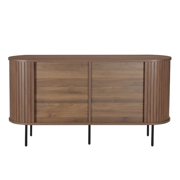 OVIALA - Buffet 2 portes en mélaminé et acier 140 cm noyer - Marius - large