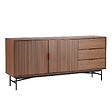 OVIALA - Buffet 2 portes et 3 tiroirs en mélaminé et acier 160 cm marron - Gabin - vignette