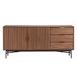 OVIALA - Buffet 2 portes et 3 tiroirs en mélaminé et acier 160 cm marron - Gabin - vignette