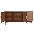 OVIALA - Buffet 2 portes et 3 tiroirs en mélaminé et acier 160 cm marron - Gabin - vignette